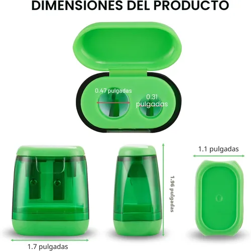 Miniatura 3 de Sonuimy Sacapuntas manuales, 4 sacapuntas manuales, doble agujero, compacto, de color, sacapuntas de mano para niños con tapa, adultos, estudiantes