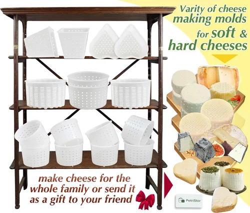 Miniatura 5 de PetriStor - Kit de 16 piezas de queso suave para principiantes - Moldes de queso pequeños - Moldes de queso crema para hacer queso - Molde