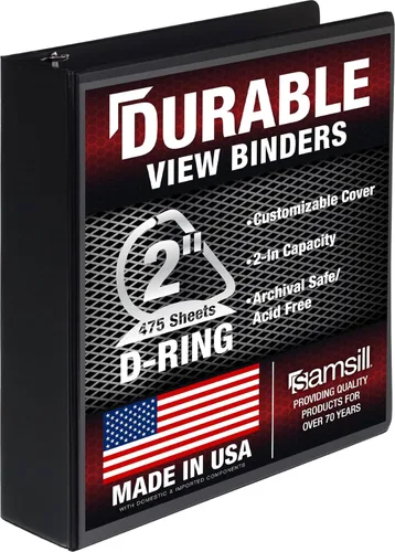 Miniatura 88 de Samsill Carpeta duradera de 1.5 pulgadas, fabricada en los Estados Unidos, carpeta de anillos en D, carpeta transparente personalizable, color rojo