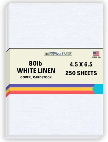 Miniatura 51 de 100 hojas de papel de cubierta de lino blanco brillante 80# – 4.5 x 6.5 pulgadas, invitación 1/2 pulgada más pequeña que 5 x 7 – peso de tarjeta