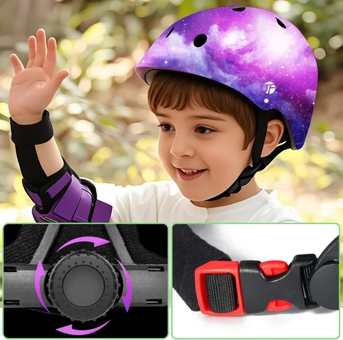 Miniatura 5 de Casco de bicicleta ajustable con gradiente de color para niños pequeños de 3-5-8-14+ años, niñas y niños. Casco para monopatín y bicicleta