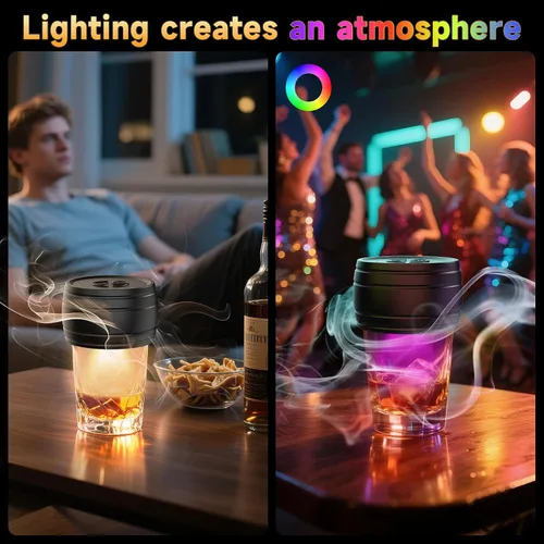 Miniatura 7 de Kit de ahumador de whisky eléctrico con mechero incorporado, recargable, kit de ahumador de cócteles al estilo antiguo, bourbon y bebidas con 6