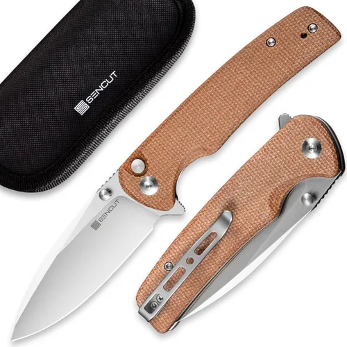 Miniatura 8 de Navaja de bolsillo plegable SENCUT Sachse para EDC, mango G10 negro satinado, hoja 9Cr18MoV de 9Cr18MoV plegable, navaja pequeña con clip, cierre