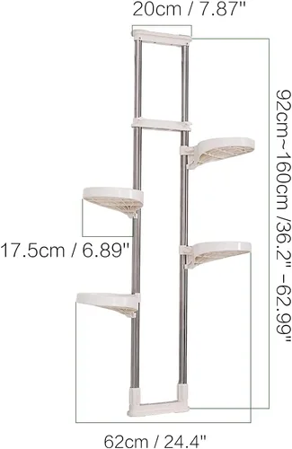 Miniatura 5 de BAOYOUNI Soporte para plantas de interior con ventana, estante de almacenamiento de metal con doble poste, soporte para macetas, estante