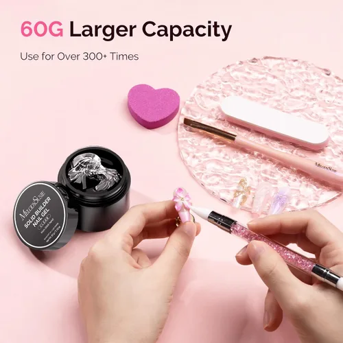 Miniatura 3 de MelodySusie Gel de Construcción Sólido para Uñas 3D 4 en 1 Antiadherente para Extensión UV para Uñas Acrílicas Transparente 60ML