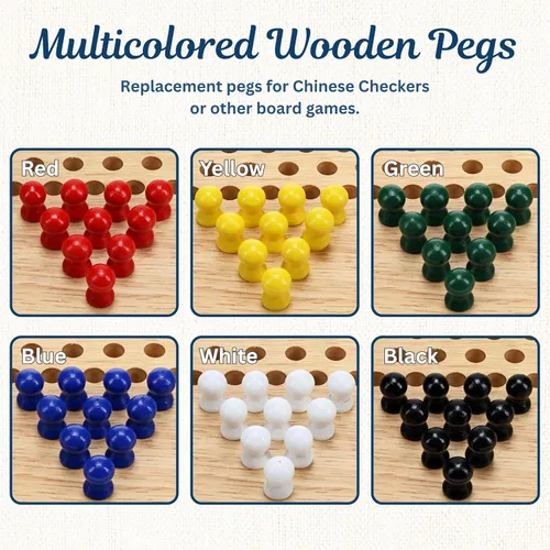 Miniatura 3 de WE Games Clavijas de madera de repuesto para damas chinas