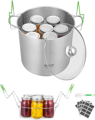 Miniatura 12 de VEVOR Kit de Suministros de Conservas para Principiantes, Kit de Baño de Agua de Acero Inoxidable de 9 Piezas, Set de Herramientas de Conservas