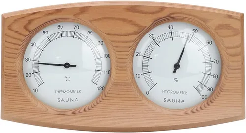 2 in 1 Sauna Thermometer and Hygrometer, Wood Hygrometer Double Dial Indoor Humidity Temperature Measurement Sauna Room Equipment Accessories