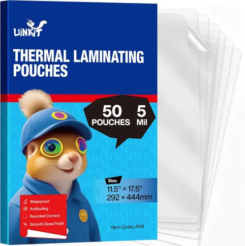 Miniatura 11 de Uinkit 3.5Mil 100Pack Hojas de Laminación Transparentes, Tamaño Menú, Bolsas de Laminado de 11.5 x 17.5 Pulgadas, Protector para Papeles