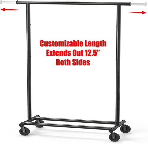 Miniatura 2 de Simple Houseware - Perchero de ropa resistente, sostiene hasta 150 lbs, varilla extensible de 42 a 67 pulgadas, negro