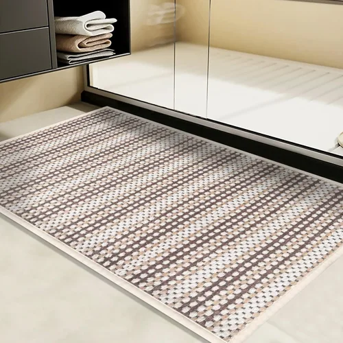 Miniatura 11 de Tapete de baño antideslizante, absorbente, de secado rápido, de pelo bajo, para debajo de la puerta, tapete de baño para fregadero, bañera, ducha