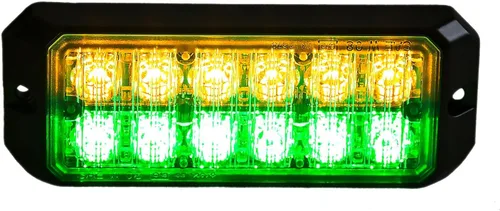 Buyers Products 8891709 Luz estroboscópica de doble fila de 5" de montaje en superficie, Verde/Ámbar, con clasificación IP67, Certificada CA13,