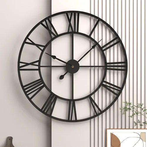 Reloj de pared de metal grande de 30 pulgadas, resistente al agua, para exteriores, reloj retro europeo con números romanos grandes, reloj