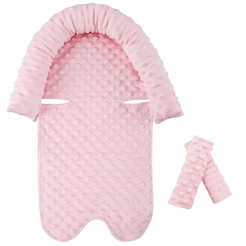 Pea Pod Reposacabezas para Asiento de Coche para Bebés y Recién Nacidos con Fundas para Correas Ultra Suave de Tela de Minky con Puntos para Asiento