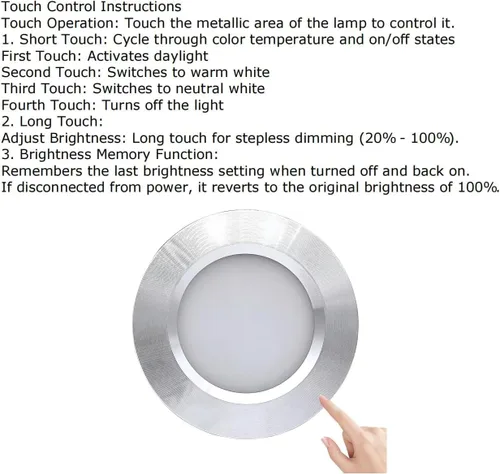 Miniatura 2 de Luces LED de 12V para RV, Barco, Remolque, Camper - Control táctil de 3 temperaturas de color, luz empotrada mini de bajo voltaje regulable, paquete