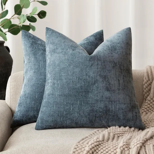 Miniatura 11 de Foindtower - Paquete de 2 fundas de almohada decorativas, cuadradas, cómodas, unicolor, suaves, lumbares, estilo rústico neutro, para sofá, sillón