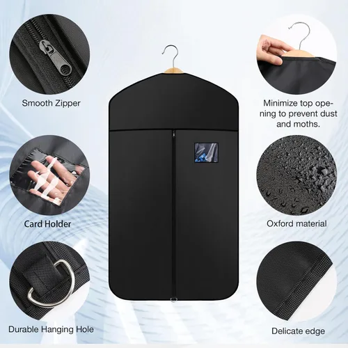 Miniatura 4 de Bolsa de tela Oxford de alta calidad para colgar ropa, bolsa de viaje con ventana transparente para trajes, abrigos, camisetas, chaquetas