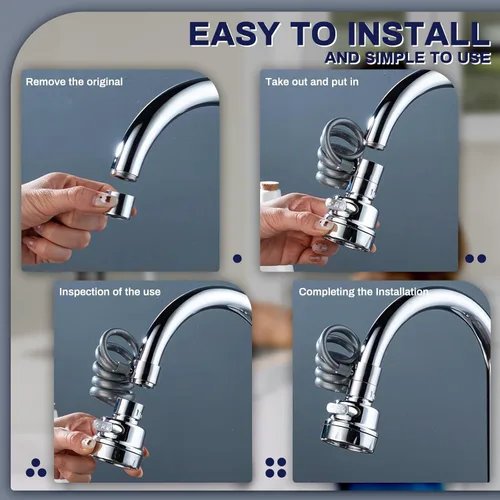 Miniatura 6 de Yitexin Accesorio rociador de grifo para fregadero, 3 modos de salida de agua, extensor de grifo con manguera elástica, cabezal rociador