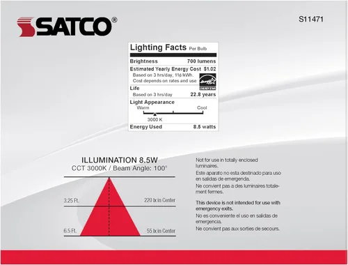 Miniatura 4 de Satco S11471 8.5BR30/LED/830/120V/6PK - Paquete de 6