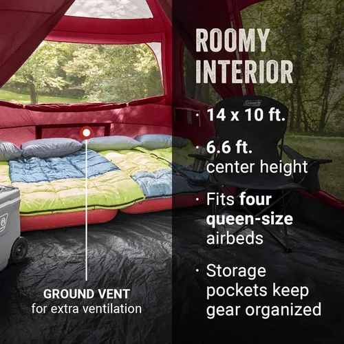 Miniatura 6 de Coleman Skylodge - Tienda de campaña familiar resistente a la intemperie, con lluvia y divisor de habitación, se adapta a 4 camas de aire