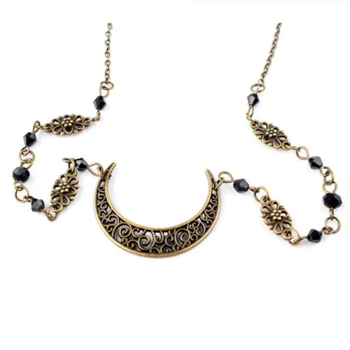 Miniatura 8 de Aimimier Boho Moon Crystal Head Chain Crescent Moon Forehead Chain - Banda para el pelo para mujer, Metal