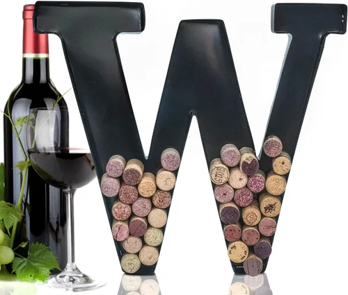 Miniatura 30 de Made Easy Kit Letra de metal para corchos de vino, monograma para atesorar recuerdos y soporte con kit de montaje en pared gratuito A-Z
