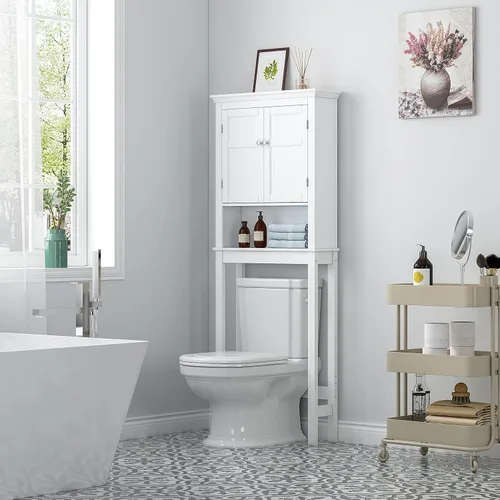 Miniatura 4 de UTEX Gabinete de almacenamiento sobre el inodoro, organizador de baño sobre el inodoro con estantes ajustables, armario de almacenamiento sobre