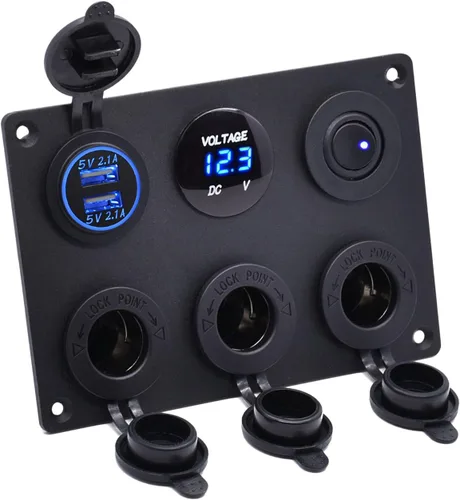 Miniatura 9 de Enchufe de cargador USB dual 2.1A y 2.1A + voltímetro LED + adaptador de encendedor de cigarrillos de 3 enchufes Toma de corriente de 12V + Verde