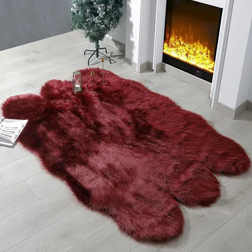Miniatura 16 de linmopm Alfombra de piel sintética de pelo lanudo esponjoso negro de 2x6 pies para dormitorio, cabecera de la cama, suelo, sala de estar, cojín