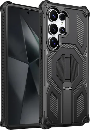 Miniatura 25 de Funda magnética para Samsung Galaxy S24 FE con soporte y protector de pantalla [compatible con Magsafe] antideslizante, cuerpo completo, doble capa