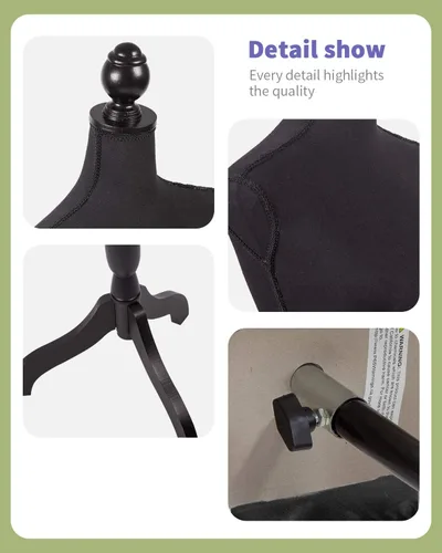 Miniatura 5 de Maniquí de maniquí de torso, forma de maniquí femenino, altura ajustable, modelo de exhibición, torso y trípode, soporte para ropa