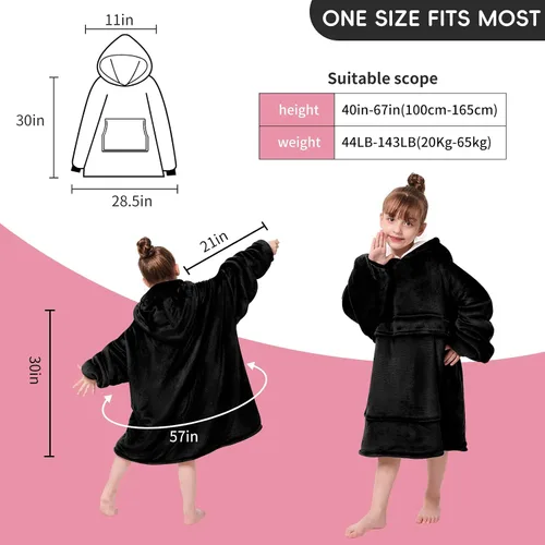 Miniatura 4 de yescool Manta de vestir con capucha para niños, regalos de cumpleaños para niñas adolescentes, para niños de 8 a 15 años, sudadera de gran