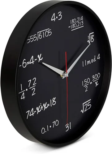 Miniatura 2 de Bernhard Products Reloj de pared negro de 12 pulgadas, silencioso, sin tictac, regalo único para profesor/estudiante/ingeniero, graduado, cuarzo