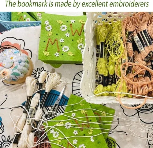 Miniatura 3 de Marcapáginas de esquina bordadas a mano personalizadas, Marcadores para mujeres, Marcador personalizado para los amantes de los libros, lindo Verde