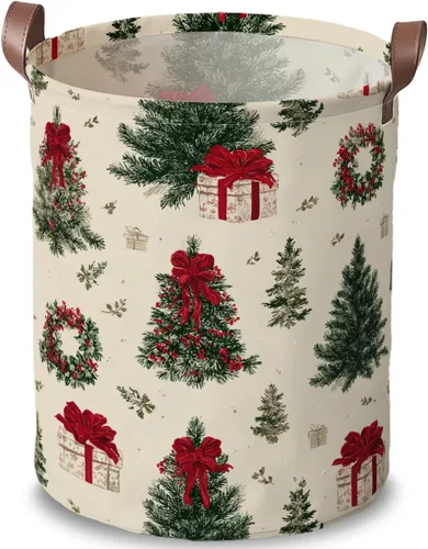 Miniatura 16 de Cesta de lavandería de 15.75 x 15.75 x 19.7 pulgadas, diseño de pingüino de Navidad, plegable, con asas, almacenamiento de ropa sucia