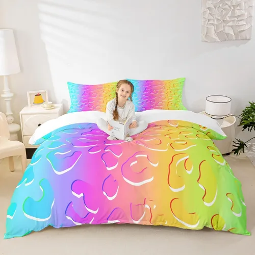 Miniatura 29 de Juego de funda de edredón para niños, tamaño individual, diseño de cebra y leopardo con purpurina, decoración de habitación para niñas y mujeres