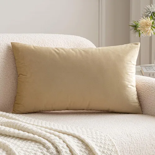 MIULEE Funda de Almohada de Terciopelo Suave de Lujo Decorativa Funda de Cojín Decorativo Rectangular Individual para Sofá, Sillón, Dormitorio, Beige
