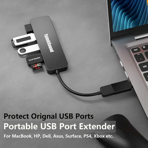 Miniatura 4 de Hub USB 3.0 de 4 puertos, divisor USB T-Sound para laptop, adaptador de teclado y mouse PS4 para Dell, Asus, HP, MacBook Air, Surface Pro, Acer