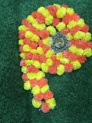 Miniatura 7 de Guirnalda de caléndula de 5 pies de 5 pies Decoración de manto de fiesta de boda india/americana, guirnaldas de imitación guirnalda de boda