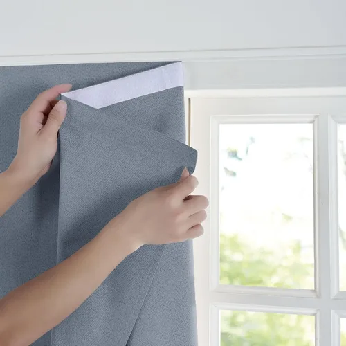 Miniatura 11 de NICETOWN Blue Linen - Cortina autoadhesiva 100% opaca para caravana, sin taladro, fácil de instalar, para ventana de cocina, 35 pulgadas de ancho x