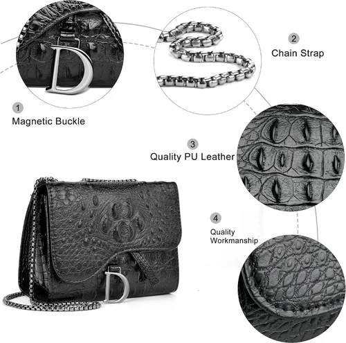 Miniatura 4 de UTOTEBAG Bolsos cruzados para mujer, bolso pequeño de piel sintética, bolso de hombro de moda, bolso de noche con correa de cadena