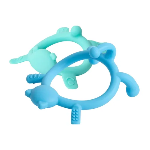 Miniatura 9 de Pigeon Mordedera de silicona con forma de animal, gato azul, 6 meses, 1 unidad, juguetes para aliviar la dentición con múltiples texturas, ligero