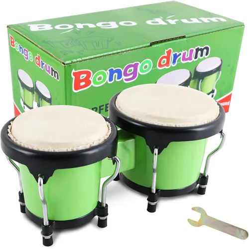 Miniatura 11 de EastRock Bongo - Juego de tambor de 4 y 5 pulgadas para adultos, principiantes, bongos de percusión con llave de afinación (rojo)