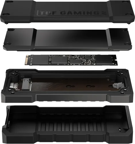 Miniatura 21 de ASUS TUF Gaming A2- Carcasa SSD portátil USB-C 3.2 Gen 2x2, Dual M.2 NVMe PCIe y SATA, resistencia a caídas MIL-STD-810H, resistencia al agua y al