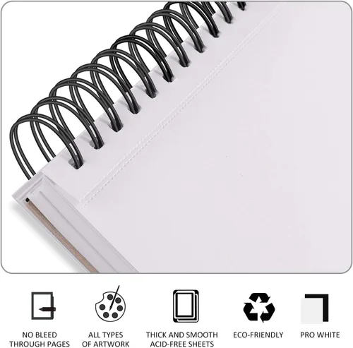 Miniatura 2 de Bachmore - Bloc de dibujo de 14 x 21.6 cm (44 lb/70 g), 100 hojas, medios mixtos, acuarela, bloc de arte acrílico para bocetos, cuaderno de tinta