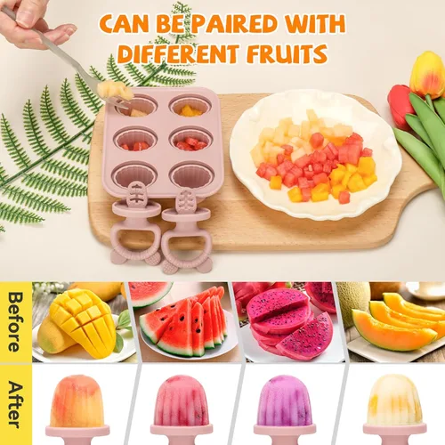 Miniatura 5 de Moldes de silicona para paletas – Máquina de paletas sin BPA con palitos, moldes reutilizables para congelador para helados caseros y golosinas