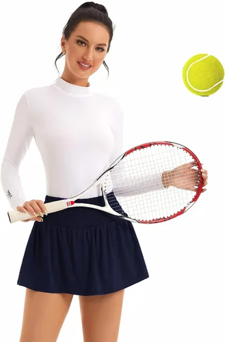 Miniatura 2 de SILKWORLD Faldas de tenis para mujer, falda pantalón de golf atlética de cintura alta con bolsillos, falda de entrenamiento activo