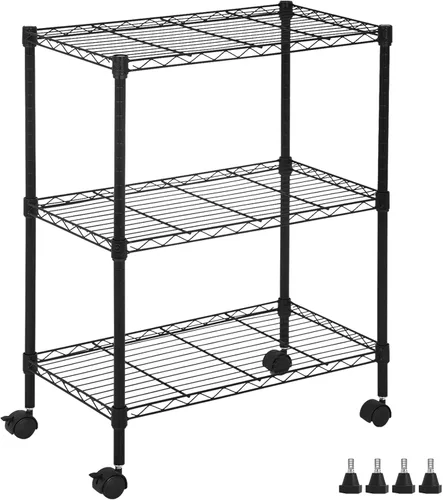 Estantería de alambre de 32 pulgadas de alto x 23 pulgadas de ancho x 13 pulgadas de profundidad, estante de almacenamiento con ruedas, estante de