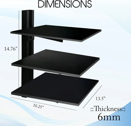 Miniatura 2 de FEBTECH - Estantes centrales de entretenimiento de pared - Estante para proyector - Estantes flotantes para TV, reproductores de DVD, consolas