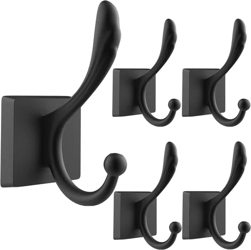 Miniatura 11 de TOFIIGREM Ganchos de pared negros para abrigos, ganchos para vestíbulos de baño, ganchos para colgar ropa, bata, toalla, mochila, ganchos